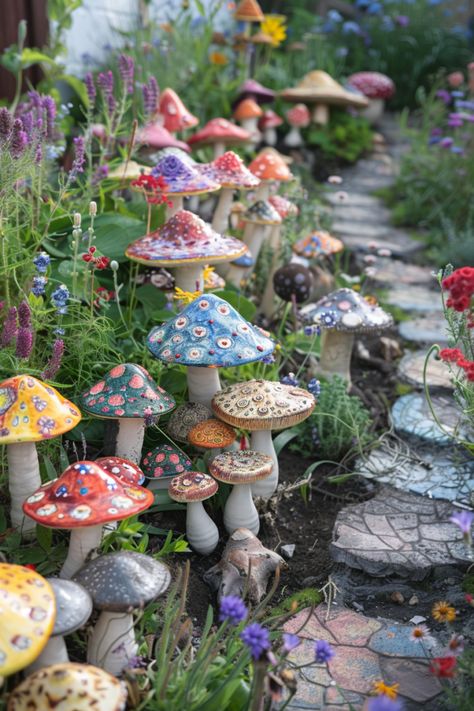 Whimsical Garden Escapes: Outdoor Decor Ideas to Transform Your Space - Quiet Minimal Cabrewing Ideas, Fantasy Garden Decor, Flowers For Fairy Garden, Quirky Garden Decor, Fairy Inspired Garden, Different Garden Ideas, Big Fairy Garden Ideas, Cottagecore Yard Ideas, Garden Art Aesthetic