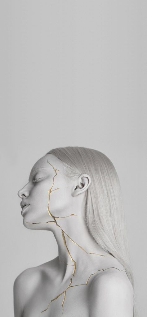 Wallpaper Nothing But Thieves Album, Kintsugi Art, White Hair, Body Painting, Aesthetic Art, Sculpture Art, Art Inspo, Art Reference, Persona