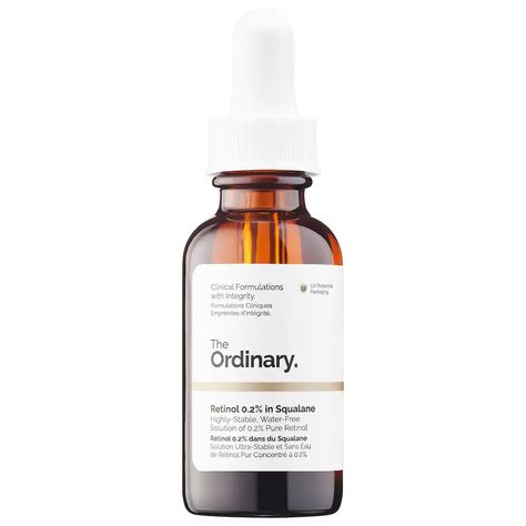 Retinol 0.2% in Squalane - The Ordinary | Sephora Ordinary Retinol, The Ordinary Retinol, Oily Skincare, Chemical Exfoliation, Aging Serum, Retinol Serum, Oily Skin Care, Recyclable Packaging, New Skin