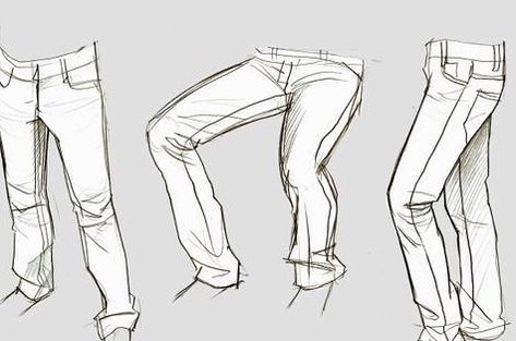 Jeans Side View, Clothing Folds, Clothing Drawing, Side View Drawing, Jeans Drawing, Cartoon Clothes, Pants Drawing, Character Clothes, Profile Drawing