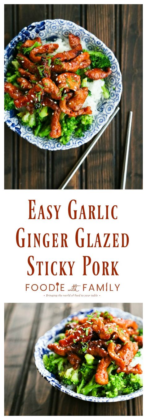 Garlic Ginger Glazed Sticky Pork, Easy Garlic Ginger Glazed Sticky Pork, Pork And Broccoli Recipes, Pork And Broccoli, Perfect Roast Pork, Pork Chinese, Chinese Pork Recipes, Spicy Broccoli, Potatoes Broccoli