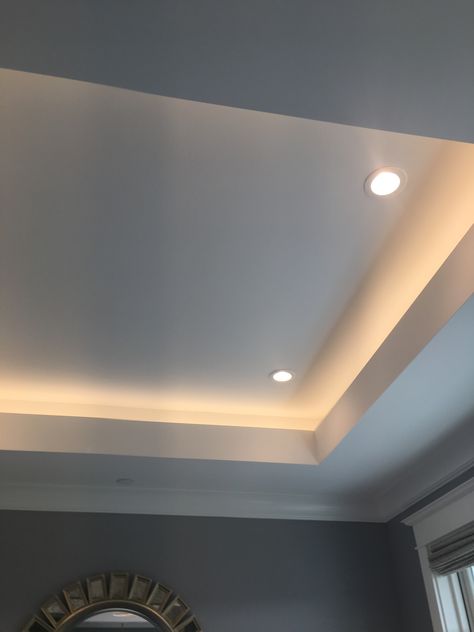 Inset Ceiling Lights, Built In Ceiling Lights, Coved Ceiling Bedroom, Bedroom Cove Lighting Ceiling, Cove Lighting Ceiling Bedroom, Living Room Hidden Lighting, Cove Ceiling Bedroom, Hidden Lights Ceiling, Recessed Ceiling Bedroom