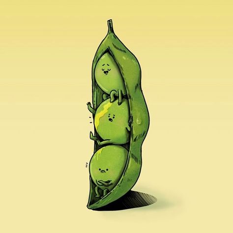 This Artist Wondered What Fruits And Vegetables Would Look Like If They Were Human Pea Pod Drawing, Alex Solis, Vegetable Drawing, Veggie Art, Quirky Illustration, Parallel Universe, Daily Routines, Food Illustrations, Creature Art