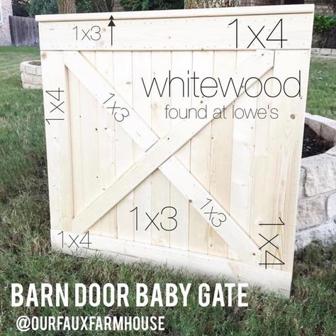 DIY Barn Door Baby Gate » ourfauxfarmhouse.com Barn Door Baby Gate Diy, Baby Gate With Door, Our Faux Farmhouse, Sweet Compliments, Faux Farmhouse, Barn Door Baby Gate, Diy Baby Gate, Stair Gate, Half Doors