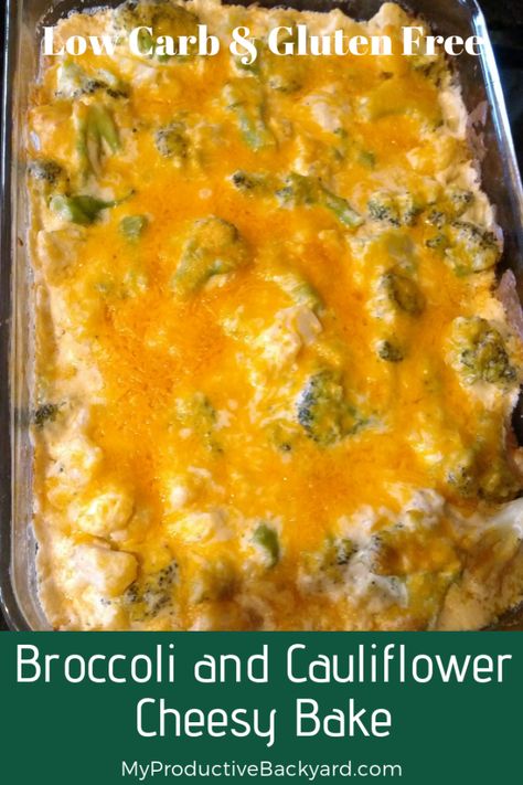 Broccoli and Cauliflower Cheesy Bake; Healthy vegetables in a cheesy sauce but also simple and quick to put together for a side dish the whole family will love! #Keto #LowCarb #LCHF #KetoDiet #MyProductiveBackyard #glutenfree #ketogenicdiet #lowcarbhighfat #Ketorecipes #Lowcarbrecipes #vegetables #casserole Bake Healthy, Broccoli And Cauliflower, Keto Sides, Food Vegetarian, Vegetable Side Dishes Recipes, Vegetables Recipes, Low Carb Side Dishes, Keto Side Dishes, Low Carb Vegetarian