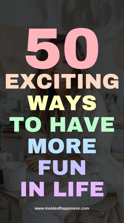 50 exciting and easy ideas to add more fun to your life! From simple activities to creative adventures, these tips will help you enjoy every day to the fullest. Fun ways to have a day off work; Things to do to make life fun; Fun things to do alone or with friends. Fun Things To Do On A Budget, Things To Do To Live Life To The Fullest, Fun Things To Do In Your 20s, Things To Do For Fun By Yourself, Fun Things To Do After Work, Exciting Things To Do, Things To Do In 2025, How To Have Fun, Me Day Ideas