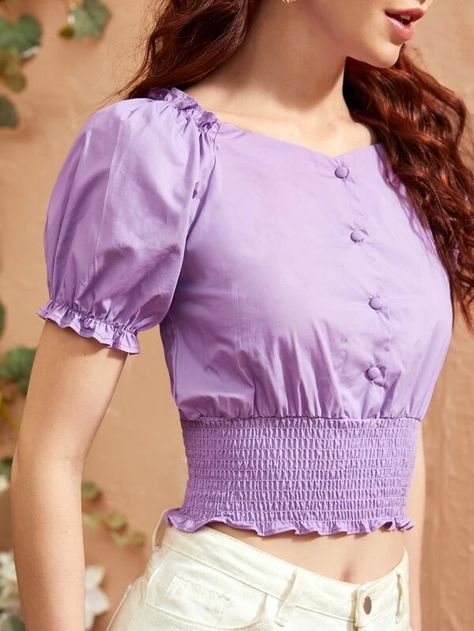 Bardot Blouse, Blusas Crop Top, Cotton Short Tops, Blouse Designs Silk, Stylish Blouse Design, Stylish Blouse, Women Blouses, Kurti Designs, Sleeve Designs