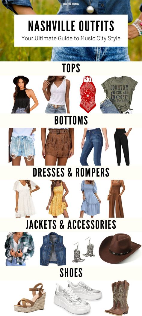 Whether you're a local or just visiting, here's the ultimate guide to help you dress like a true Nashville native, just like hanging out with an old friend showing you the ropes. Nashville In May, Nashville Packing List, Outfits For Nashville, Funny Drinking Shirts, Nashville Style, Nashville Trip, Nashville Outfits, Comfy Jeans, Romper And Jacket