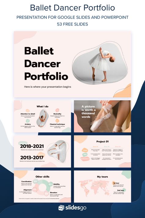 Ballet Dancer Portfolio Dancer Portfolio, Dance Portfolio, Cute Powerpoint Templates, Google Themes, Portfolio Presentation, Power Point Template, Business Templates, Google Slides Themes, Ballet Dancer