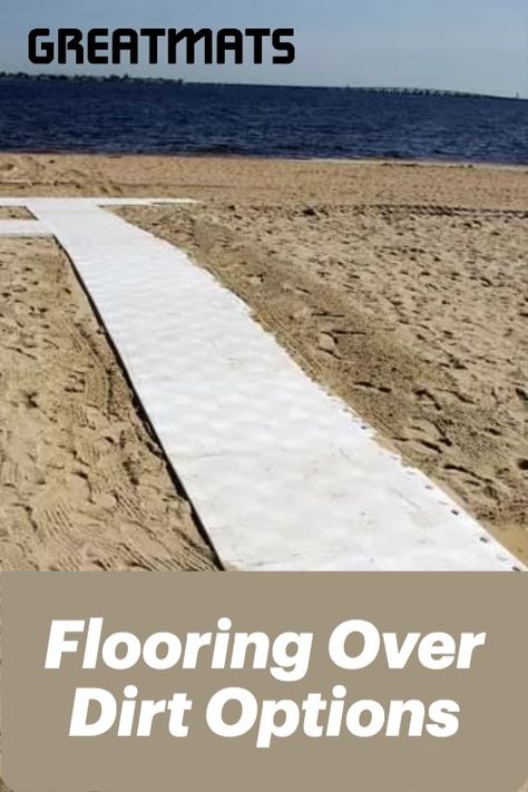 flooring walkway installed over beach Affordable Patio Floor Ideas, Patio Flooring Ideas On A Budget, Deck Tiles On Dirt, Inexpensive Patio Flooring, Outdoor Flooring Ideas Inexpensive, Garage Floor Ideas Cheap, Dirt Floor Basement, Outside Flooring Ideas, Patio Floor Ideas On A Budget