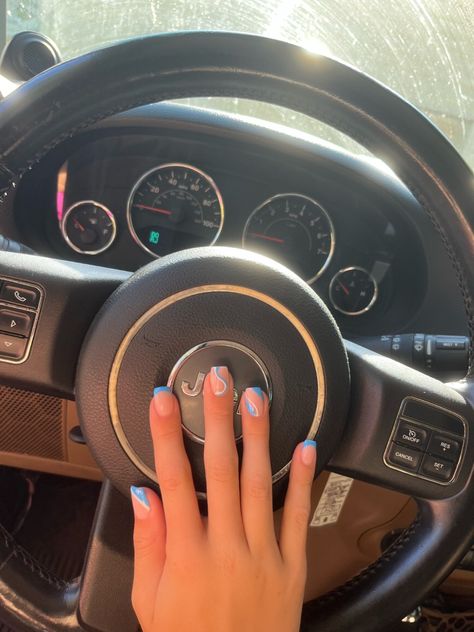 Light Blue Chrome Nails, Light Blue Chrome, Gel Nails Shape, Blue Summer Nails, Blue Nail Design, Square Gel Nails, Easy Toe Nail Designs, Cowboy Nails, Sports Nails