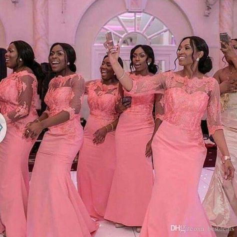 13 Stunning Bridesmaids Outfit Ideas In 2019 | ThriveNaija Maid Of Honor Dress Long, Nigerian Bridesmaid Dresses, Long Sleeve Wedding Guest Dresses, African Bridesmaids, African Bridesmaid Dresses, Coral Bridesmaid, Long Sleeve Bridesmaid Dress, Coral Bridesmaid Dresses, Wedding Party Bridesmaid