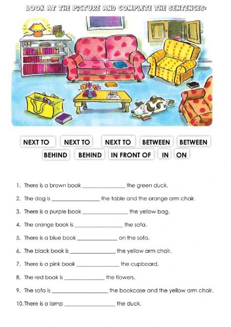 Esl Prepositions, Prepositions Of Time And Place Worksheet, Preposition Picture Worksheet, Prepositions Of Direction Worksheet, Esl Prepositions Of Place Worksheets, Preposition Of Place Worksheet, English Reading Skills, English Language Learning Activities, In On At Prepositions Of Place