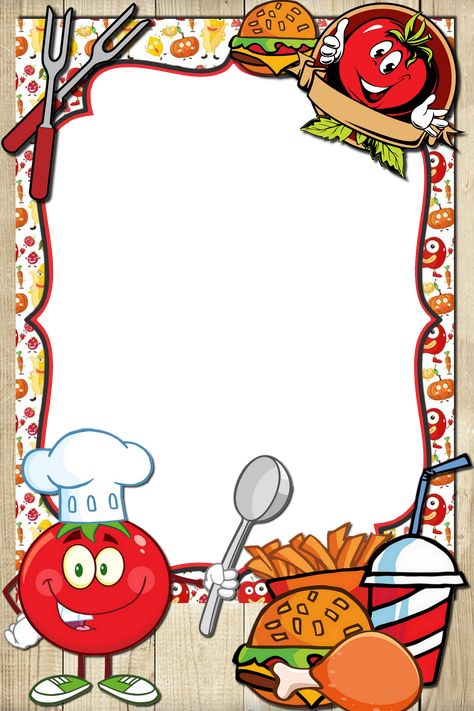 Food Borders And Frames, Hot Dog Drawing, Page Borders Design Handmade, Food Border, Drawing Planner, Food Background Wallpapers, Word Puzzles For Kids, Diwali Drawing, Png Frame