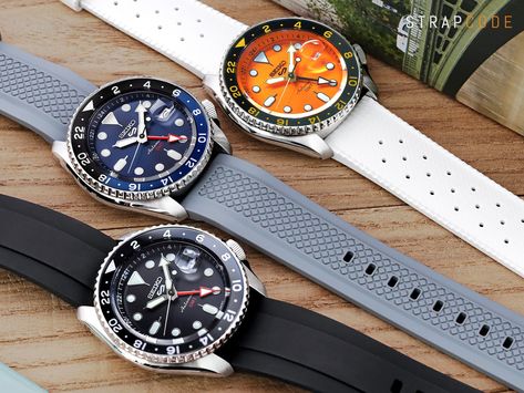 New Seiko 5 Sport GMT Series takes a form factor known & loved by so many and adds a splash of functionality to it, the form of the Seiko SKX & adds the GMT function & it comes in 3 variants: SSK001 ; SSK003 , and SSK005. In the world of GMT watches, these Seiko GMT watches have proven to be an attractive option. Seiko Gmt, Seiko Marinemaster, Seiko Sumo, Seiko Samurai, Seiko Alpinist, Longines Hydroconquest, Seiko Skx, Mini Turtles, Seiko 5 Sports