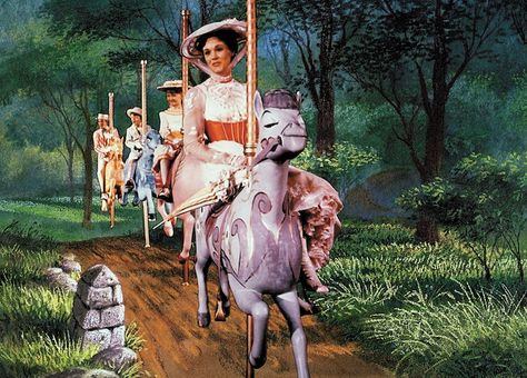 Julie Andrews_Mary Poppins Mary Poppins Carousel, Julie Andrews Mary Poppins, Merry Poppins, Mary Poppins Jolly Holiday, Disney Playlist, Pin Storage, Mary Poppins 1964, Film Cult, Scary Tales