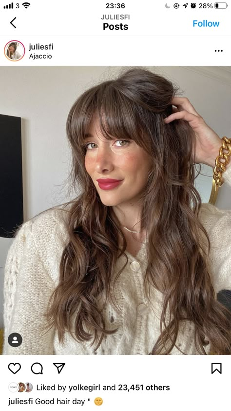 Expensive Brunette With Bangs, Bangs For Large Forehead, Bangs Types, Loose Curls Medium Length Hair, Curls For Medium Length Hair, Bangs Wavy Hair, Brown Wavy Hair, Peinados Fáciles Para Cabello Corto, Haircuts Straight Hair