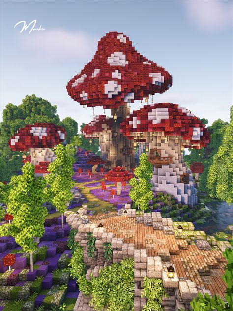 Fairy Tale Minecraft Builds, Bloxburg Mushroom House, Mushrooms Minecraft, Minecraft Enchantment Room Ideas, Minecraft Mushroom House, Enchanted Village, Minecraft Jokes, Minecraft Kingdom, Case Minecraft