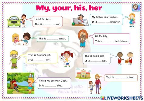 Possessive Adjectives Worksheets, Adjectives Worksheet, English Primary School, English Grammar For Kids, Possessive Adjectives, Adjective Worksheet, Possessive Pronoun, Grammar For Kids, Personal Pronouns