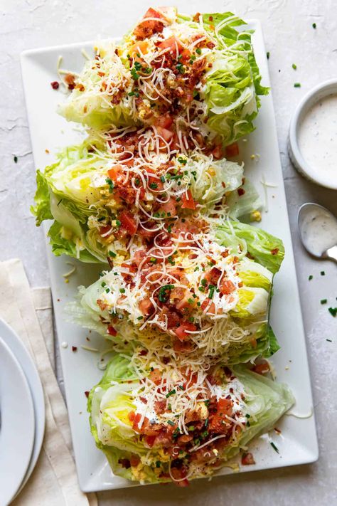 Corn Asparagus, Wedge Salad Recipes, Chimichurri Steak, Eggs And Cheese, Blt Salad, Wedge Salad, Ranch Recipe, Homemade Ranch Dressing, Easy Salad