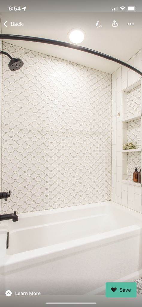 Bathroom Fishscale Tile, Scales Tiles Bathroom, Mermaid Scale Backsplash, Scallop Mosaic Tile Bathroom, Mermaid Tile Bathroom Wall, Fish Scale Tile Shower Wall, Mermaid Scale Bathroom, Blue Scallop Tile Bathroom, Scalloped Tile Shower Wall