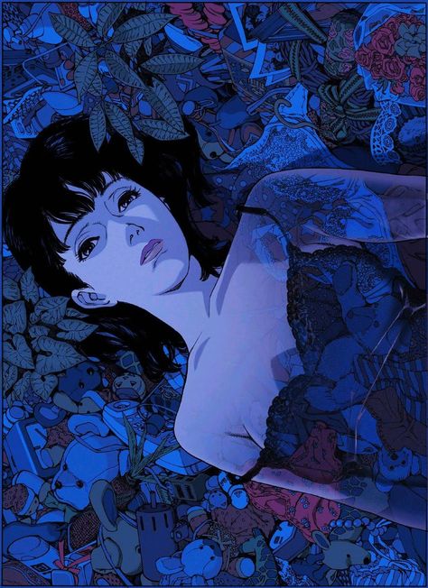 Directed by Satoshi Kon Satoshi Kon, Perfect Blue, Blue Anime, Anime Wall Art, Manga Covers, 90s Anime, 영감을 주는 캐릭터, Anime Background, Anime Movies