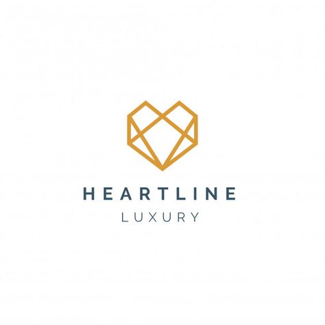 Diseño de logo heart line | Premium Vector #Freepik #vector Logo Fotografia, Gem Logo, Origami Logo, Fancy Logo, Heart Window, Heart Line, Hexagon Logo, Logo Heart, Arrow Jewelry