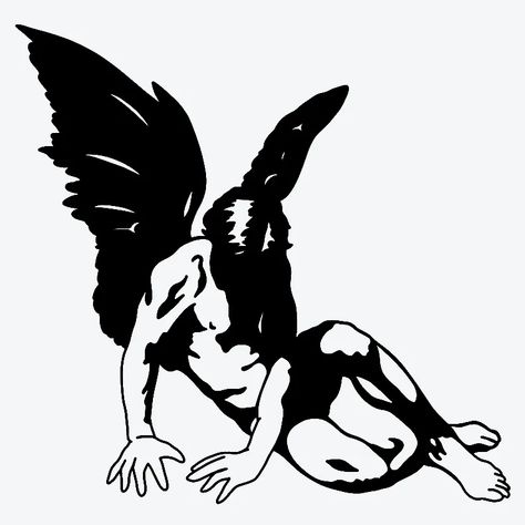 Fallen Angel Tattoo, Traditional Tattoo Designs, Grunge Tattoo, Do Not Worry, Tattoo Signs, Angel Drawing, Creepy Tattoos, Hair Tattoos, Semi Permanent Tattoo