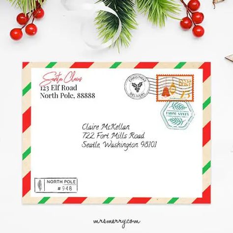 have Free Santa Letter Template, Christmas Envelope Template, Santa Claus Printable, Letter To Santa Template, Christmas Nice List, Free Letters From Santa, Envelope Template Printable, Santa Writing, Santa Printable