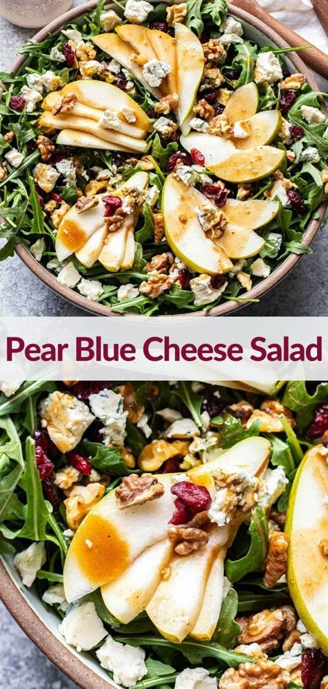 Pear Salad Blue Cheese, Blue Cheese Dressing Salad, Salad Blue Cheese Crumbles, Blue Cheese Cranberry Salad, Pear Bleu Cheese Salad, Chicken And Blue Cheese Salad, Blue Cheese And Walnut Salad, Pear Cheese Salad, Blue Cheese Recipes Healthy