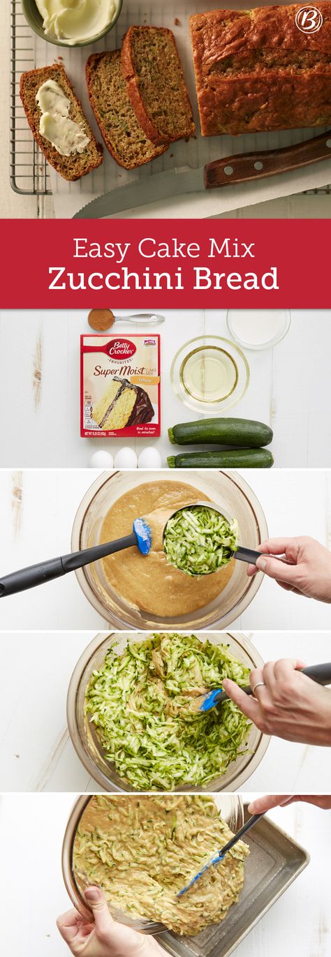 Cake Mix Zucchini Bread, Easy Zucchini Bread, Bread Healthy, Cake Mix Desserts, Zucchini Bread Recipe, Bread Easy, Easy Zucchini, Zucchini Cake, Zucchini Bread Recipes