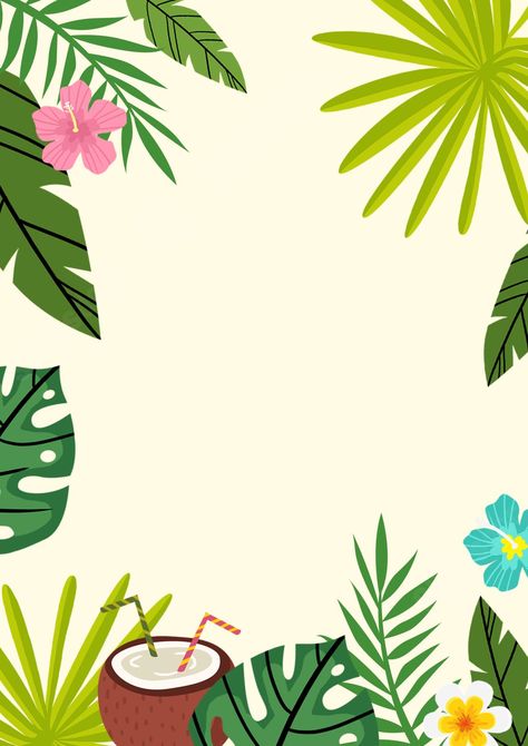 tropical summer plants page border background Tropical Border Design, Summer Border, Boarders Designs For Projects, Beach Rainbow, Drawing Borders, Fruit Logo Design, Soft Board, Year Planning, Painted Windows