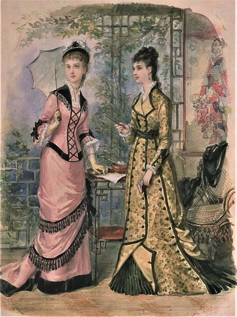 Fashion Plate - La Mode Illustree - 1878 1880s Fashion Women, 1870 Fashion, 1870s Fashion, Victorian Era Fashion, 1880s Fashion, 19th Century Clothing, 1800s Fashion, Period Clothing, Fashion Illustration Vintage