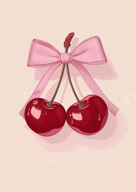 Cherry Wallpaper Aesthetic Iphone, Cherry Logo, Sweet Image, Bow Wallpaper, Wallpaper Doodle, Iphone Wallpaper Photos, Cute Patterns Wallpaper, Fruit Art, Ipad Wallpaper