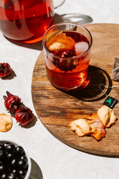 Styling for Roogenic with fresh native rosella (hibiscus). Rosella Hibiscus, Iced Tea Brands, Hibiscus Drink, Tea Brands, Hibiscus Tea, Iced Tea, Hibiscus, Fashion Branding, Tea