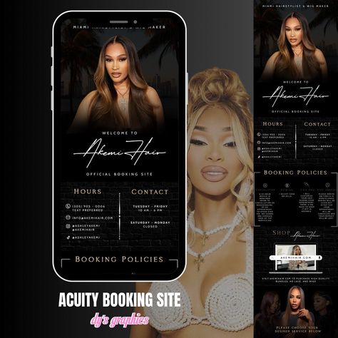 Another custom Acuity Booking site 😍✨ #dysgraphics #acuitybooking #acuityscheduling #businesscards #websitedesign #graphicdesign #businessowner #hairstylist #customwigs #hairvendor Esthetician Booking Site, Hairstylist Website Design, Acuity Booking Site Design Ideas, Acuity Templates, Booking Site Design, Acuity Booking Site, Esthetician Life, Makeup Artist Branding, Lash Flyer