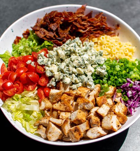 Portillo's Chopped Salad Recipe | Carolyn's Cooking Halls Chophouse Chopped Salad Recipe, Pittsburgh Salad Recipe, Copycat Portillos Chopped Salad, Portillos Chopped Salad Dressing, Portillo Chopped Salad, Portillos Salad, Pork Chop Salad, Portillos Chopped Salad, Pittsburgh Salad