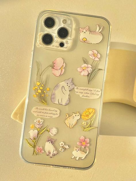 Clear Phone Case Design, Preppy Phone Case, Telephone Retro, Creative Iphone Case, Cats Case, Flower Iphone Cases, Diy Iphone Case, Cats Phone Case, Pretty Iphone Cases