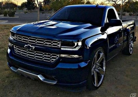 Gmc Suv, Single Cab Trucks, Chevy Trucks Silverado, Silverado Truck, Lowrider Trucks, Dropped Trucks, Lowered Trucks, C10 Chevy Truck, Blue Truck