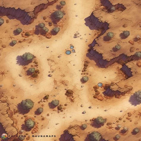 Desert/sandy DnD Battlemap Dessert Dnd Map, Dnd Desert Battle Map, Dnd Desert Map, Desert Battlemap, Desert Dnd, Fallout Map, Sci Fi Base, Desert Map, West Map