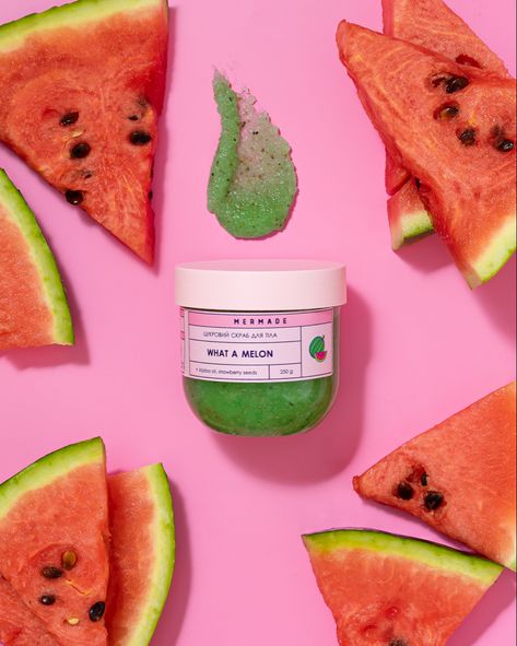 Body Scrub Product Photography, Body Scrub Photography Ideas, Body Scrub Photoshoot, Scrub Photoshoot Ideas, Body Scrub Photography, Scrub Photoshoot, Watermelon Body Scrub, Makeup Advertising, Scrub Business