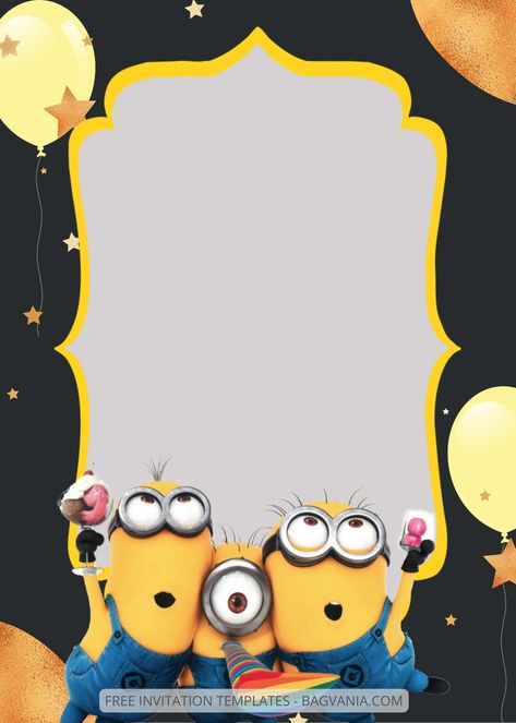 9+ Joyful Minions Canva Birthday Invitation Templates | FREE Printable Birthday Invitation Templates - Bagvania The Minions, The Cartoon, Despicable Me, Templates Free, A Cartoon, Minion, Birthday, Minions