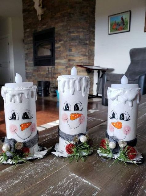 75+ Stunning DIY Snowman Crafts To Try | HubPages Christmas Wood Crafts Sculptures & Statues, High End Christmas Crafts, Diy Snowman Crafts, Snowman Candles, Snowman Crafts Diy, Diy Snowman, Christmas Decorations Diy Outdoor, Holiday Crafts Christmas, Snowman Crafts