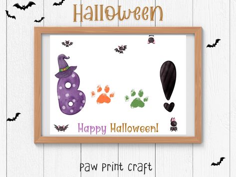 Are you looking for a perfect Halloween footprint/paw print activity? This charming printable is a wonderful addition to your homeschooling art projects, children's fall activities, or preschool programs for autumn festivals and church gatherings. Crafted for easy use, it's available in US Letter size. Just print this cute design, capture your child's footprints or pet's paw prints and showcase your creation with pride. Perfect for kids aged 0-5, this simple yet fun craft encourages creativity a Halloween Dog Crafts, Dog Print Halloween Craft, Paw Print Halloween Art, Footprint Halloween Art, Paw Print Art Diy, Dog Paw Print Craft, Paw Print Crafts, Homeschool Art Projects, Paw Print Art