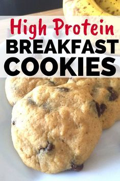 High Protein Breakfast Cookies, Breakfast Cookies For Kids, Chocolate Chip Breakfast Cookies, Chocolate Chip Breakfast, Protein Breakfast Cookies, Protein Chocolate Chip Cookies, Banana Breakfast Cookie, Banana Chocolate Chip Cookies, High Protein Breakfast Recipes