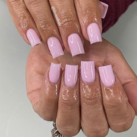 Pink Acrylic Short Square Nails, Shirt Acrylic Nails Square Pink, Short Set Acrylic Nails Pink, Acrylic Nails With Nail Polish, Plain Pink Acrylic Nails Short, Pink Short Set Nails, Pink Short Nails Black Women, Short Square Baby Pink Nails, Nails Acrylic No Design