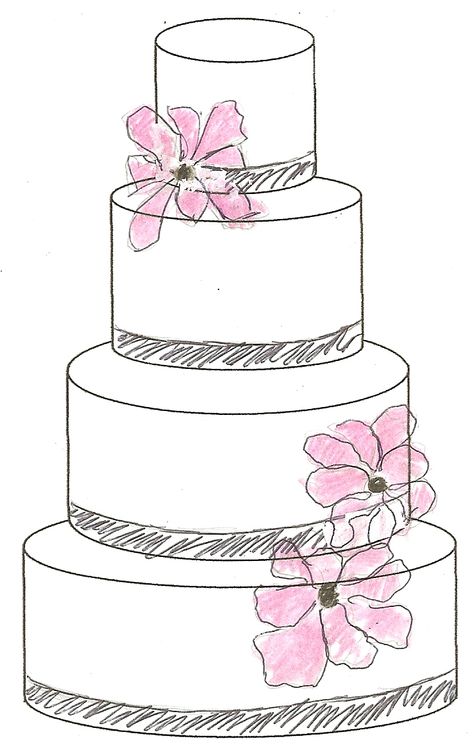 cake sketch Cake Designs Drawing, Wedding Cake Drawing, 5 Tier Wedding Cakes, Cake Sketch, Cupcake Drawing, Cake Drawing, Cake Templates, Cake Illustration, Easy Birthday