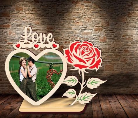 Valentine photo frame E0020618 file cdr and dxf free vector download for Laser cut – Free Download Vector Files Dxf Files Free Download Laser, Christmas Photo Frame, Rabbit Photos, Machine Photo, Laser Engraved Ideas, Free Frames, Mdf Frame, Valentine Photo, Vector Free Download