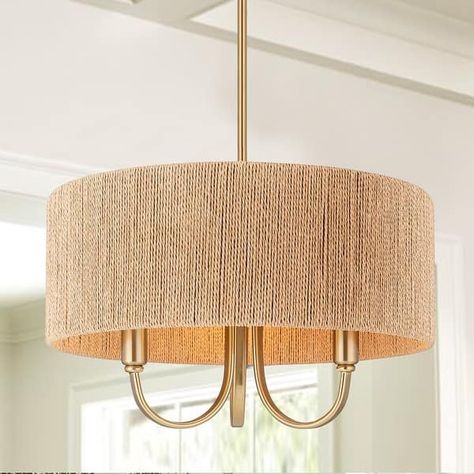 Maxax 3 - Light Single Drum Chandelier with Fabric Accents - N/A - Bed Bath & Beyond - 37438217 Light Fixtures Bedroom Ceiling, Farmhouse Chandelier, Bedroom Ceiling, Drum Chandelier, Wood Shades, Semi Flush Mount Lighting, Simple Lighting, Beachcrest Home, Semi Flush Mount