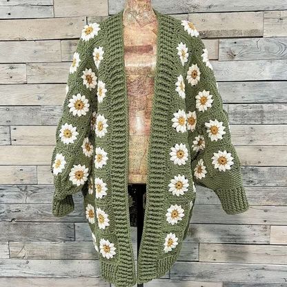 Daisy State of Mind Oversized Coat Crochet pattern by Heather Moore Makes | LoveCrafts Oversized Coat Pattern, Granny Square Shrug, Crochet Tricks, Coat Crochet, Crochet A Granny Square, Daisy Granny Square, Shrug Crochet, Granny Square Cardigan, Oversize Coat